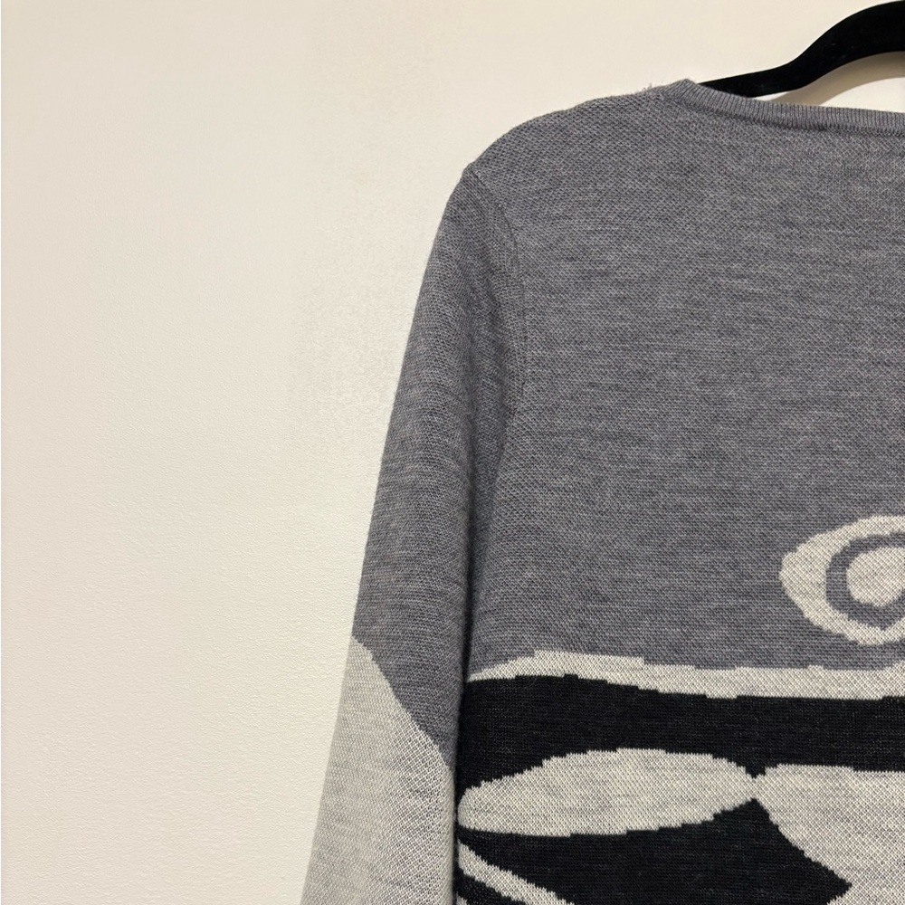 Diane Von Furstenberg Gray and Black Long Sleeve Dress Size M Wool - Picture 8 of 13